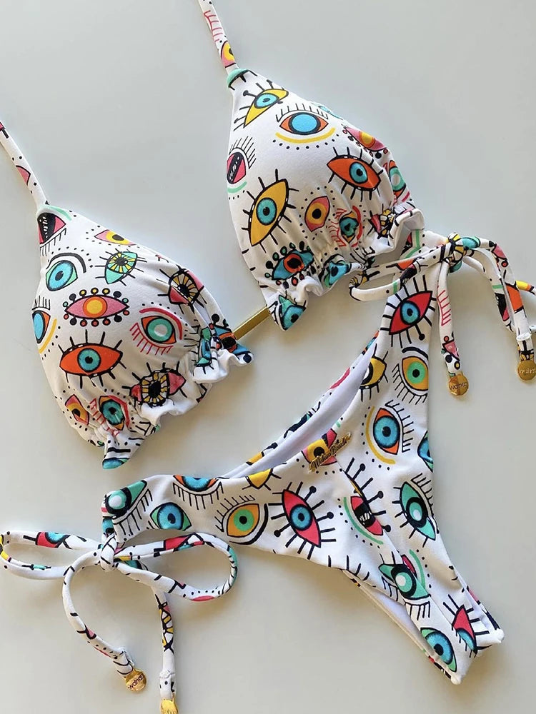 2022 Bikini Set Women Swimwear Push Up Swimsuit Bottom Print Brazilian Biquini Bathing Suit Swim Wear Beach