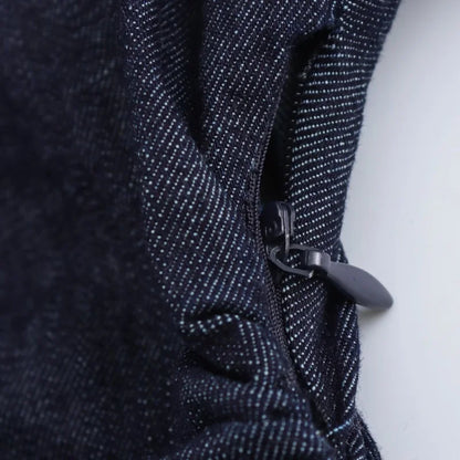 ETJ 2025  Spring New 1975 series denim MIDI dress with lapel side zipper fashion wrinkle waist slim elegant dress