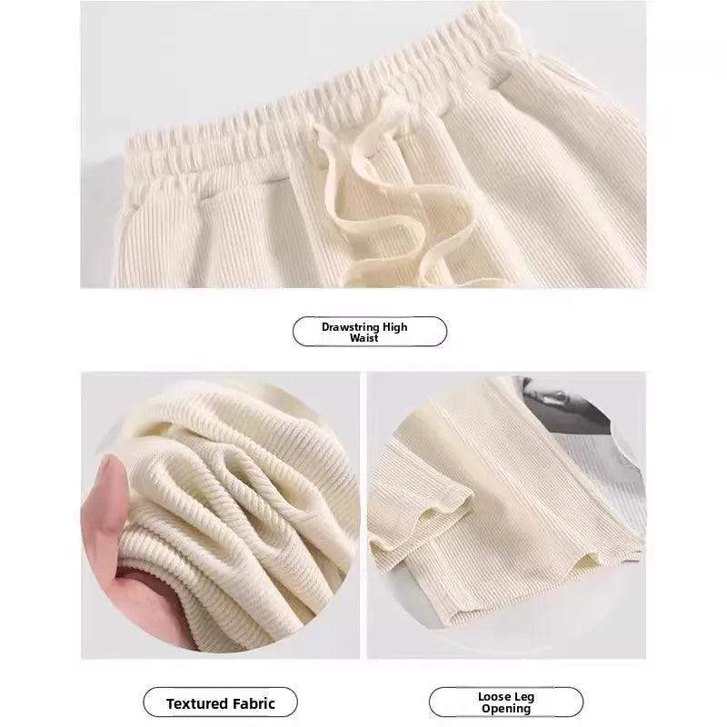 High Waist Wide Leg Pants Women's Autumn Winter Flannel Fce Lined Straight Cut Trousers Casual High Waist Pants