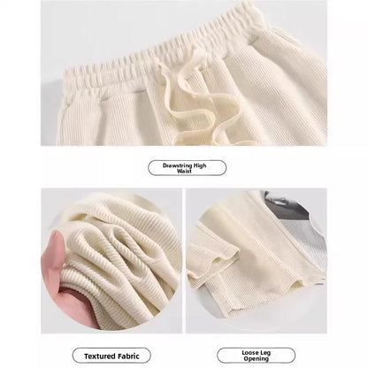 High Waist Wide Leg Pants Women's Autumn Winter Flannel Fce Lined Straight Cut Trousers Casual High Waist Pants