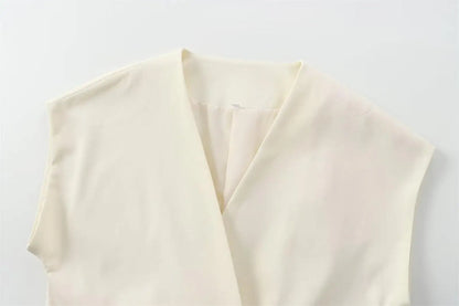 TFMLN Fashion Women's Trouser Suits Sleeveless V-Neck Top With Belt Straight Pants Sets 2025 Spring Summer Commuter 2 Piece Set