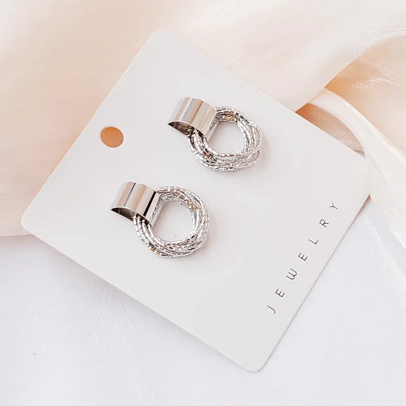 Vintage Metal Round Drop Earrings for Women Trendy Party Geometry Statement Jewelry Multilayer Small Circle Dangle Earrings