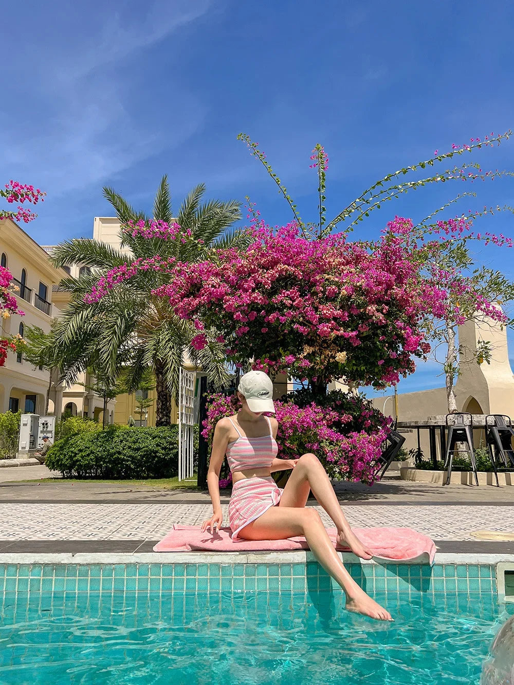 Retro Striped Bikini Set Women's Fresh Style Skirt Type Separate Swimming Suits Chinese Brand Summer Beachwear Swimwear