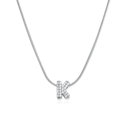 Fashion Tiny CZ Zircon Initial Alphabet Pendant Neckalce Gold Plated Stainless Steel A-Z Letter Necklaces Birthday Gifts Jewelry