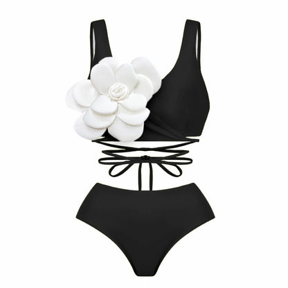 2025 3D Flower Bikini Set With Cover Up Luxury Swimsuit Women Sexy Floral Swimwear High Waist Monokini Desire Bodysuit Swim Suit