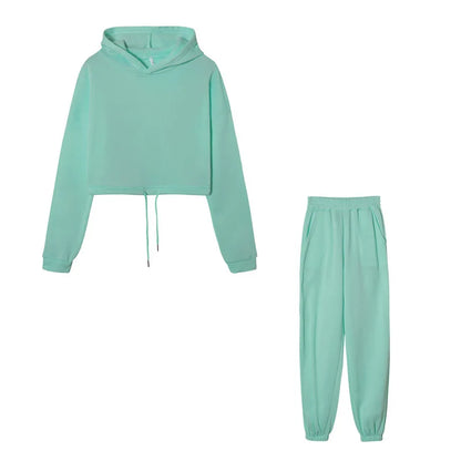 Winter Tracksuit Women Two Piece Set - Oversized Hoodie Sweatpants Solid Color Sportswear Suit |Casual Sweatshirt Trouser Set