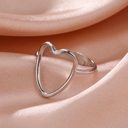 Skyrim Stainless Steel Women Rings Geometric Heart Aesthetic Adjustable Open Finger Ring Fashion Party Jewelry Gifts Wholesale