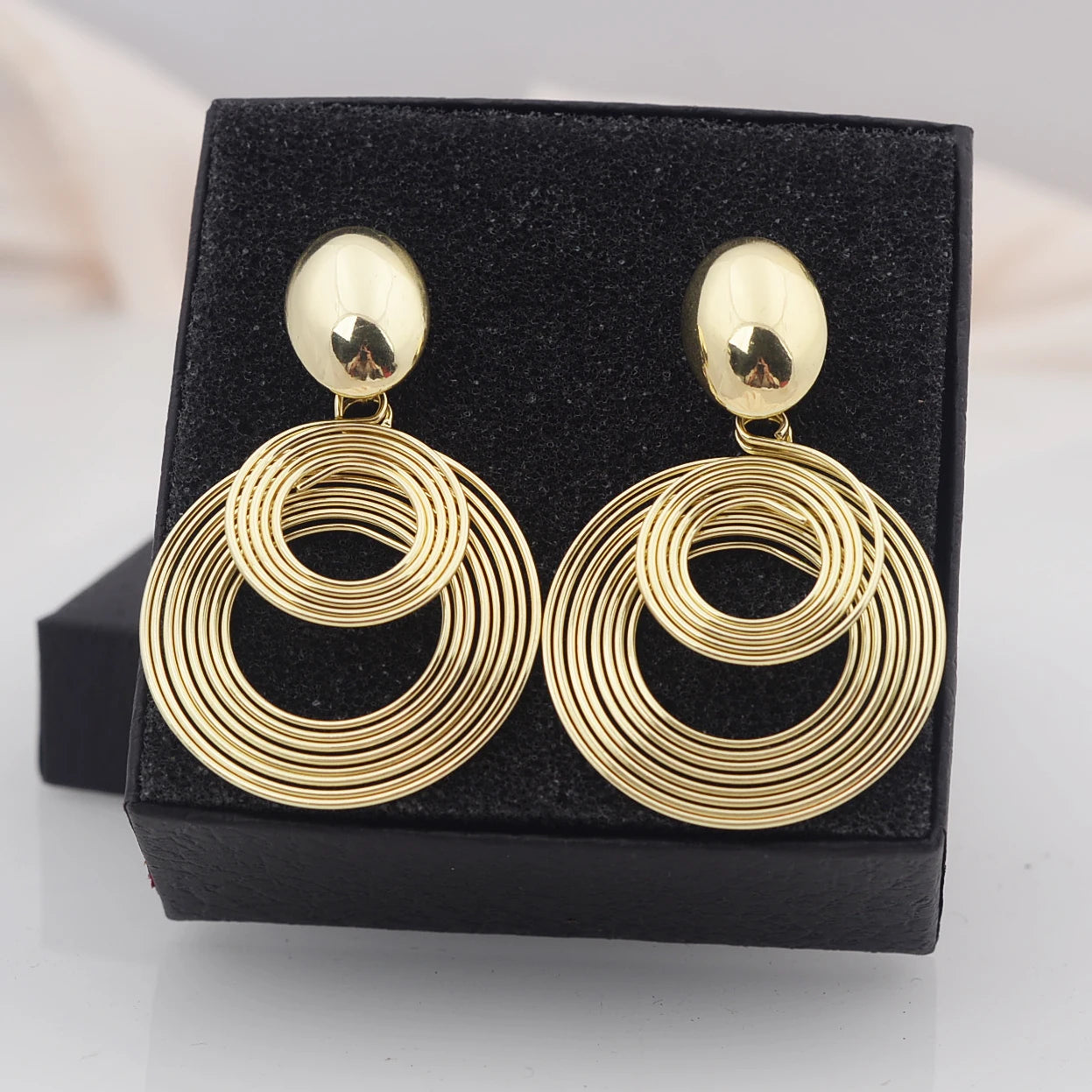 Two-layers Circles Women's Hanging Earrings Gold Color Silver Color Metal Spiral Pendants Dangle Earrings for Female European