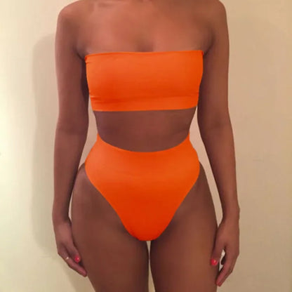 Sexy Solid Color Bikini Set Two-Piece Swimsuit Spring Summer New Arrival Women's Fashionable Swimwear Pure Color Divided Suit