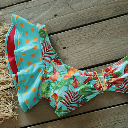 2025 Print Bikini Women Swimwear Push Up Swimsuit High Waist Biquini Halter Backless Bathing Suit Ruffle Beach Wear Summer