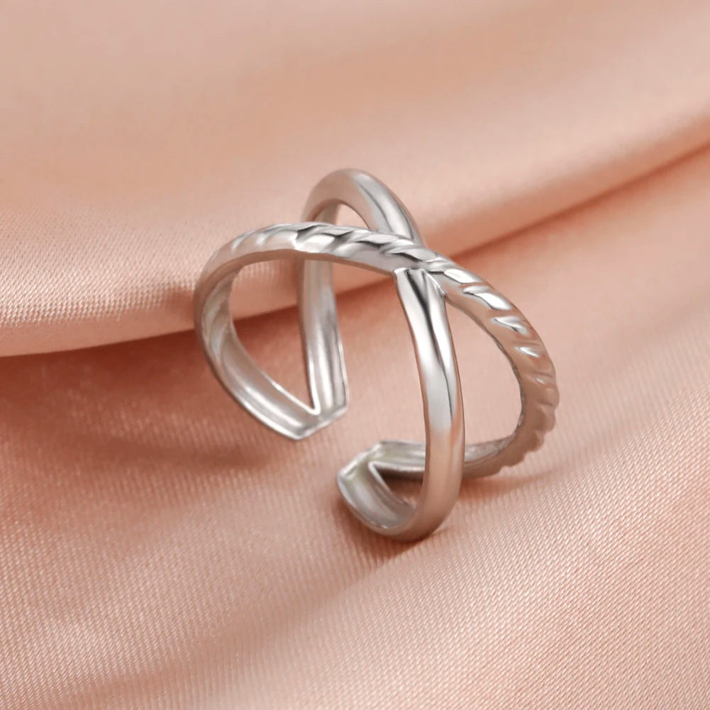 Skyrim Stainless Steel Women Rings Geometric Heart Aesthetic Adjustable Open Finger Ring Fashion Party Jewelry Gifts Wholesale