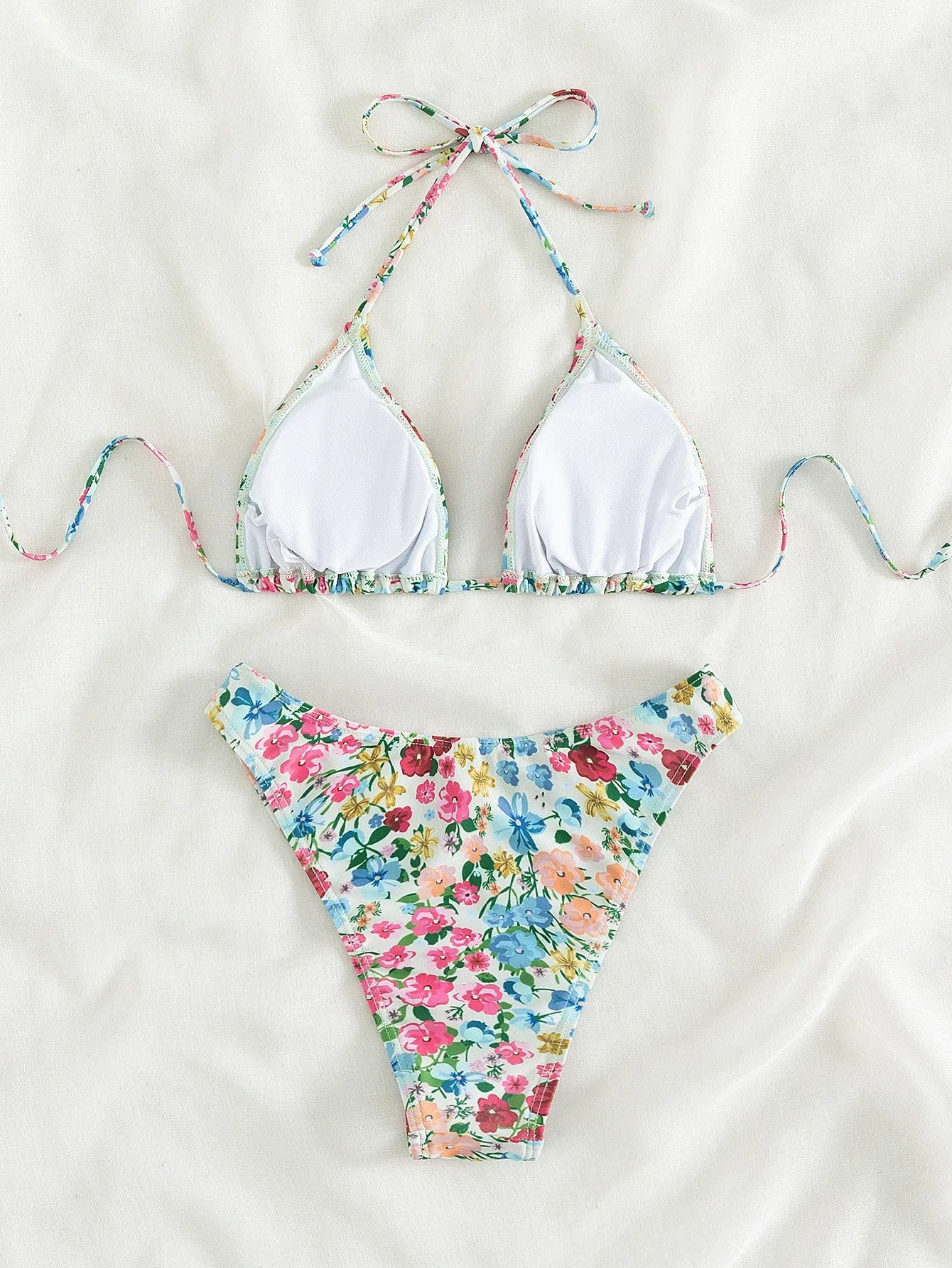 Floral Print Bandeau Bikini Set Off Shoulder Push Up Swimsuit Women Tube Top Bikinis Knot Swimwear 2024 Sexy Summer Bathing Suit
