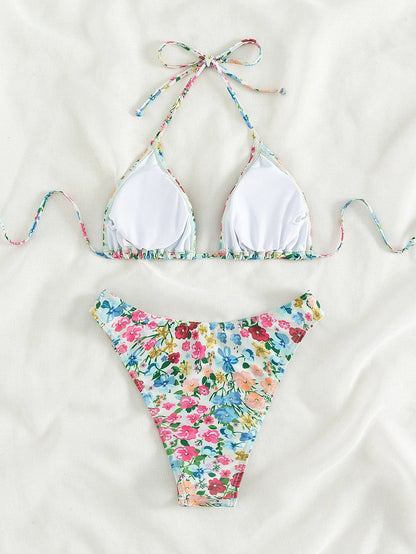 Floral Print Bandeau Bikini Set Off Shoulder Push Up Swimsuit Women Tube Top Bikinis Knot Swimwear 2024 Sexy Summer Bathing Suit