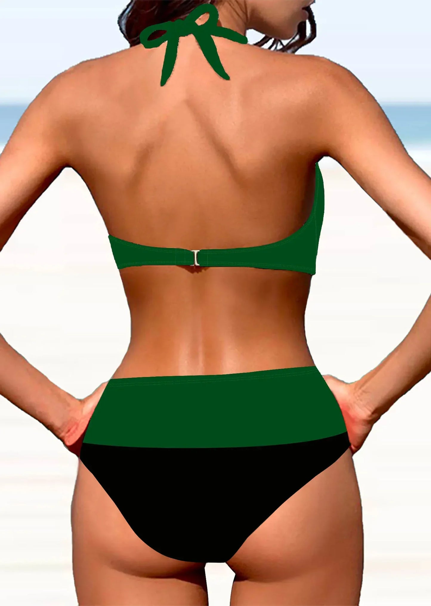 Sexy Women's Fashion Casual Classic Black and White Printed Women's Vacation Two-piece Bikini Set S-5XL