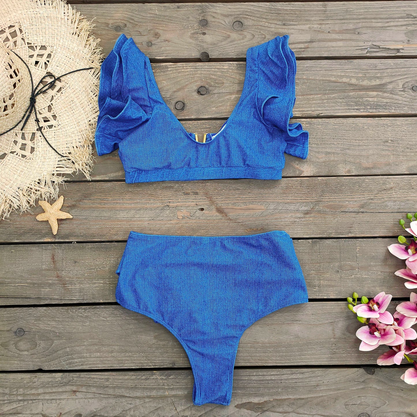 2025 Print Bikini Women Swimwear Push Up Swimsuit High Waist Biquini Halter Backless Bathing Suit Ruffle Beach Wear Summer