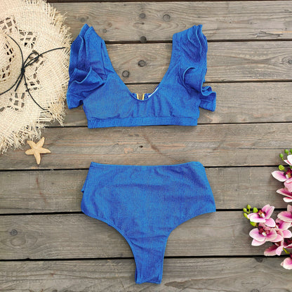 2025 Print Bikini Women Swimwear Push Up Swimsuit High Waist Biquini Halter Backless Bathing Suit Ruffle Beach Wear Summer