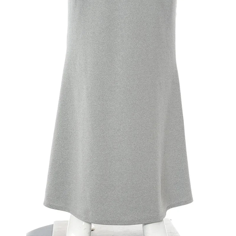 Europe and the United States cross-border foreign trade women 2024 solid color sexy slim high step slip dress