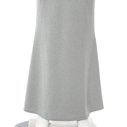 Europe and the United States cross-border foreign trade women 2024 solid color sexy slim high step slip dress