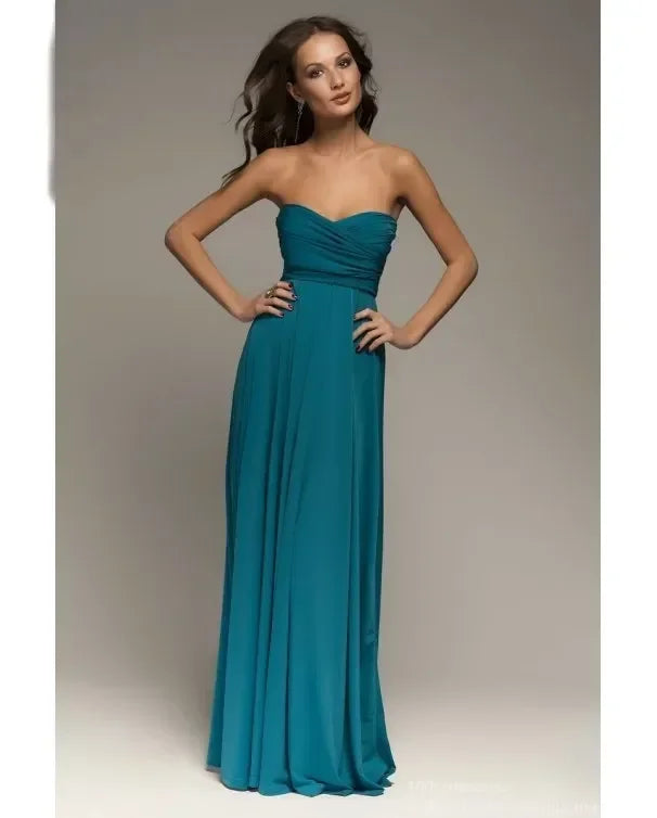 Fashion Multi-worn V-neck Vestidos De Fiesta Women Long Dress Sexy Strapped Lady Summer Maxi Dress