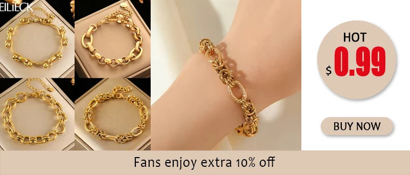 EILIECK 316L Stainless Steel Twisted Bracelet Bangles For Women Trendy 18K Gold Plated Wrist Chain Waterproof Jewelry Gift Party
