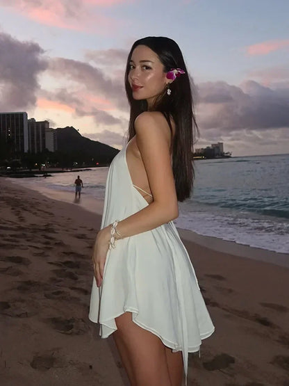 2025 Sexy Party Off Shoulder Dresses Women's Elegant Sleeveless Hollow Out Beach Dress Backless High Street Lady Summer Vestidos