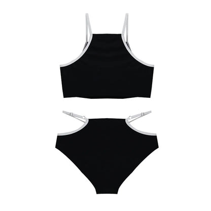 Sexy Korean Fashion High Neck Bikinis Sets High Waist Swimsuit Two Pieces Sports Bathing Suits Padded Swimwear Biquini Beachwear