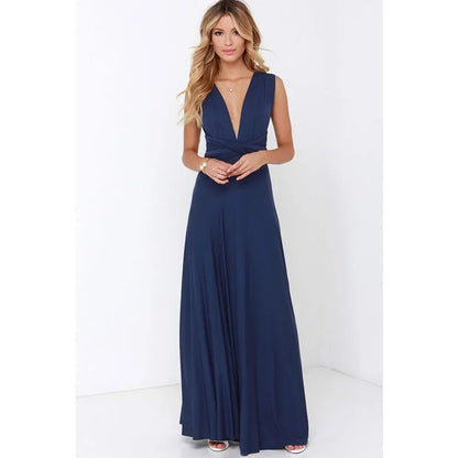Fashion Multi-worn V-neck Vestidos De Fiesta Women Long Dress Sexy Strapped Lady Summer Maxi Dress