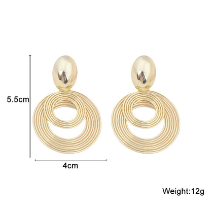 Two-layers Circles Women's Hanging Earrings Gold Color Silver Color Metal Spiral Pendants Dangle Earrings for Female European