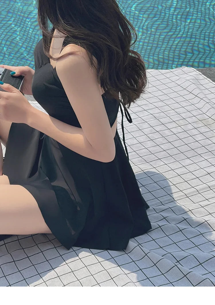 New Summer Women's Solid Color One-piece Swimsuit Slimming and Sexy Backless Tight Swimsuit Outdoor Party Pool Swimsuit