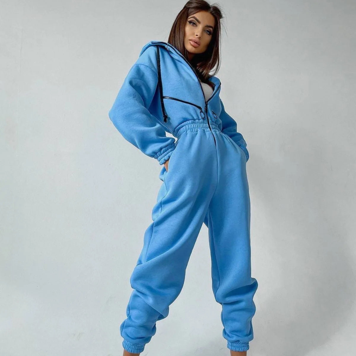 2023 Female Hoodies Jumpsuits One Piece Outfit Warm Fleece Sport Jumpsuit Women Sportswear Playsuit Long Sleeve Zipper Overalls