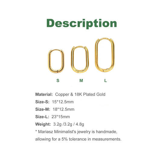 2/6PCS Mariasz Minimalist Stainless Steel Huggie PVD Plated Gold Color Square Hoop Earrings for Women Men Classic Jewelry