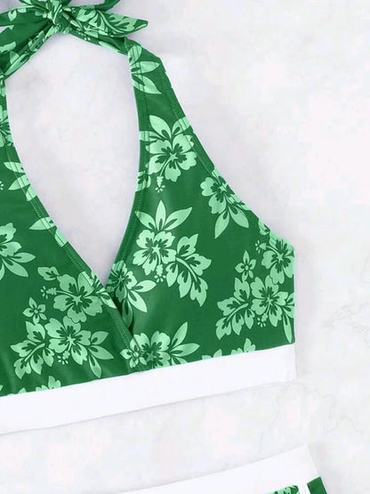 2025 Halter Sporty Bikinis Printed Swimsuit Women High Waist Shorts Swimwear Female Bathers Bathing Swimming Swim Suit Beachwear