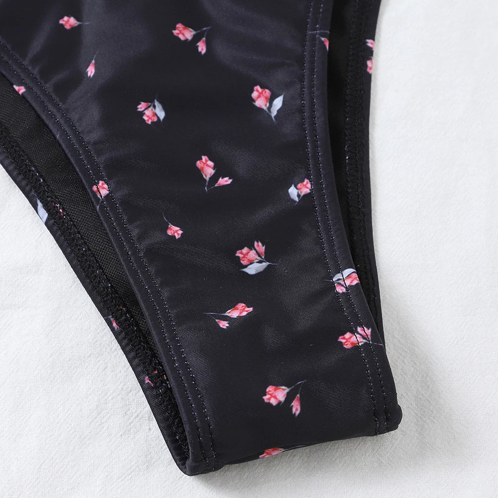 Yellow Floral Print Swimwear Mesh Cove Ups 3 Piece Bikini Set Damen Sexy Swimsuit Women 2026 Beach Wear Bikinis Swimming Wear