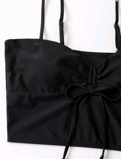 Drawstring Front Shorts Bikinis 2025 High Waist Swimsuit Women Swimwear Female Bathers Bathing Swimming Swim Suit Beachwear