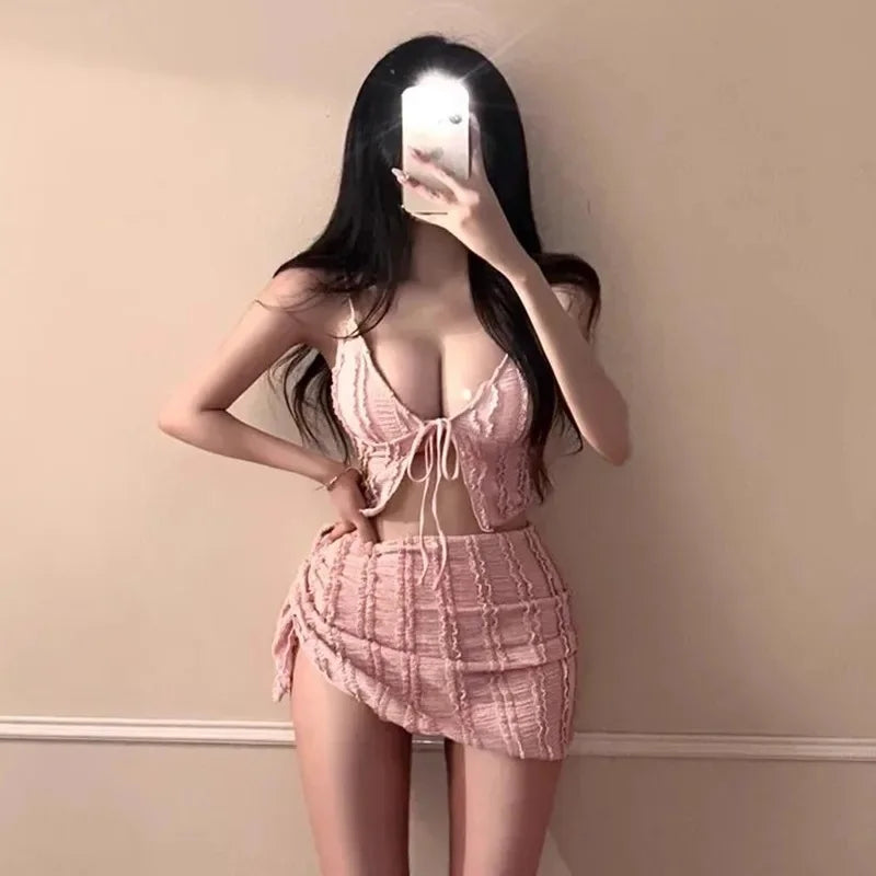 Sexy Three-Piece Bikini Swimsuit Women's Vacation Thermal Spring Separate Slimming Korean Ins High-End Feel Cross-Border