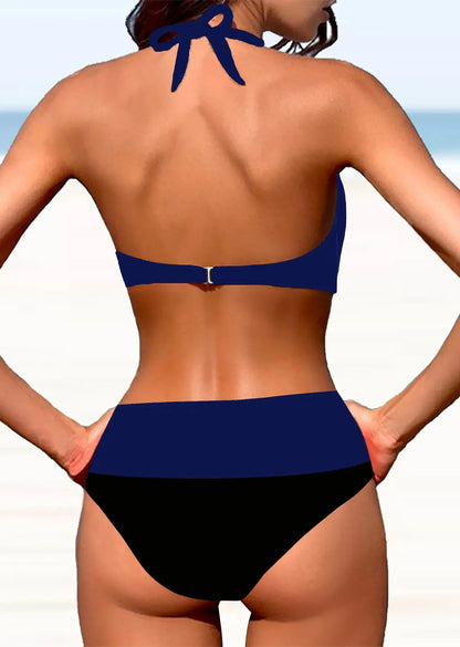 Sexy Women's Fashion Casual Classic Black and White Printed Women's Vacation Two-piece Bikini Set S-5XL