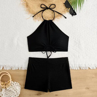 Sexy High Waist Bikini 2025 Women High Neck Swimwear Female Swimsuit Solid Bathers Swimming Bathing Swim Suit Summer Beachwear