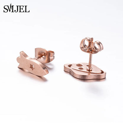SMJEL Multiple Stainless Steel Stud Earrings for Women Girls Fashion Minimalist Skull Ghost Music Earrings Jewelry Punk Gifts