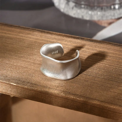 VENTFILLE 925 Sterling Silver Rings INS Fashion Hip Hop Vintage Couples Hollow Lines Punk Thai Silver Party Adjustable  Jewelry