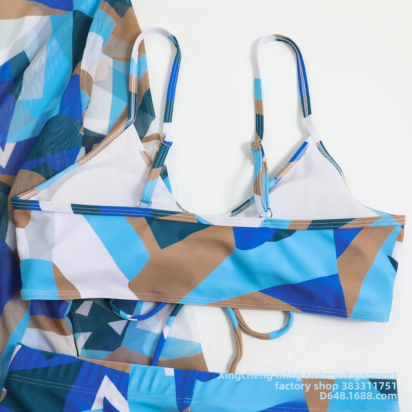 Mingyi New Multi-Color Mesh Cover up Sexy Leg Lengthening Swimsuit Top Bottoms Three-Piece Set Women's Swimwear