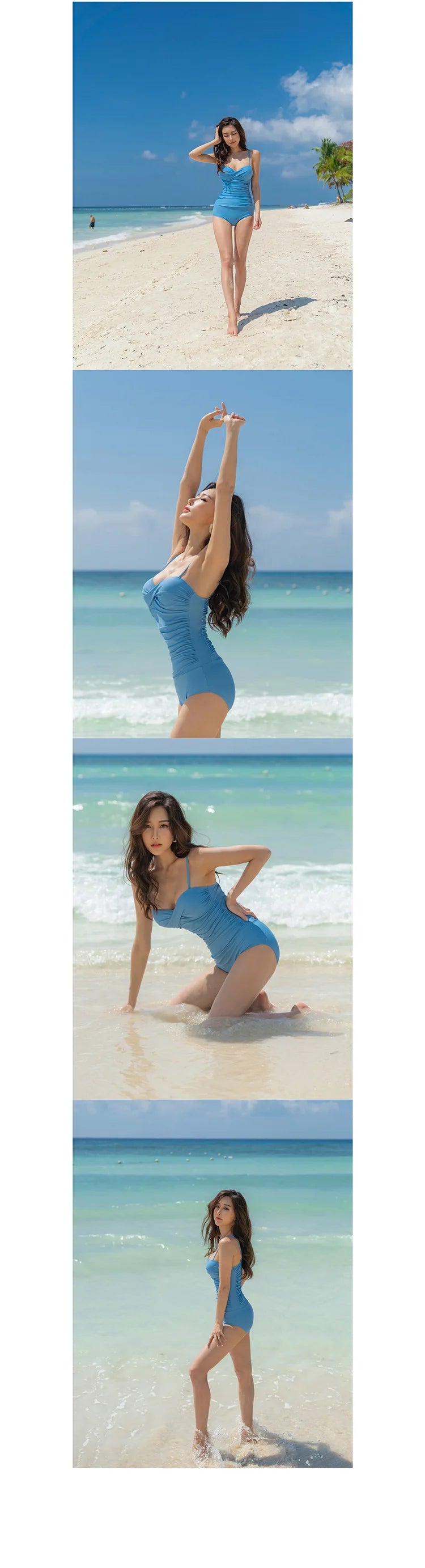 2024 Women One Piece Swimsuit Korean Red Beach Wear Tummy Control Bathing Suit Female Backless Monokini Padded Swimming Pool
