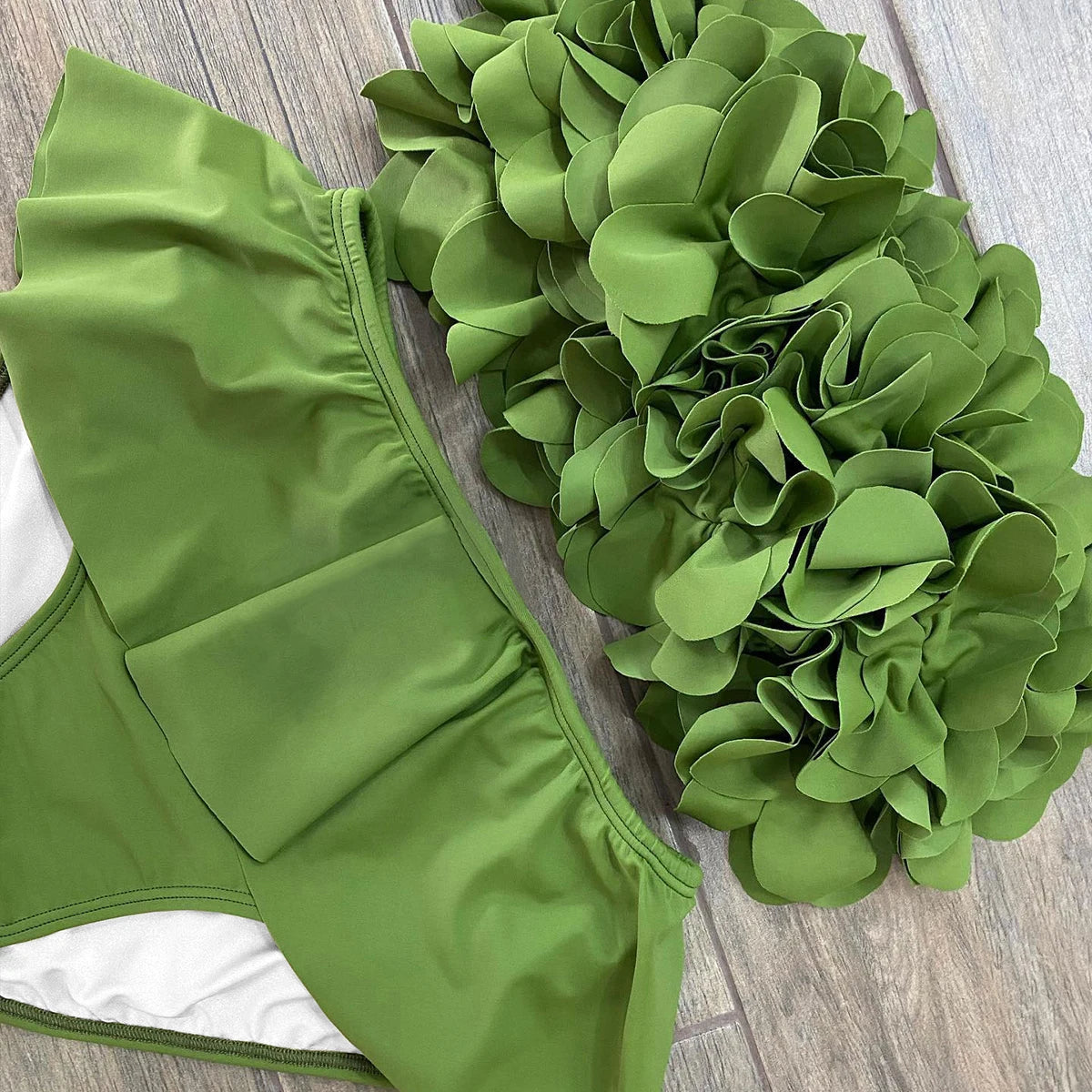 2025 Summer New Sexy Petal Push Up Backless Bikini Set Women Fashion Flower Ruffles Bikini Lady Solid Beachwear Bathing Suit