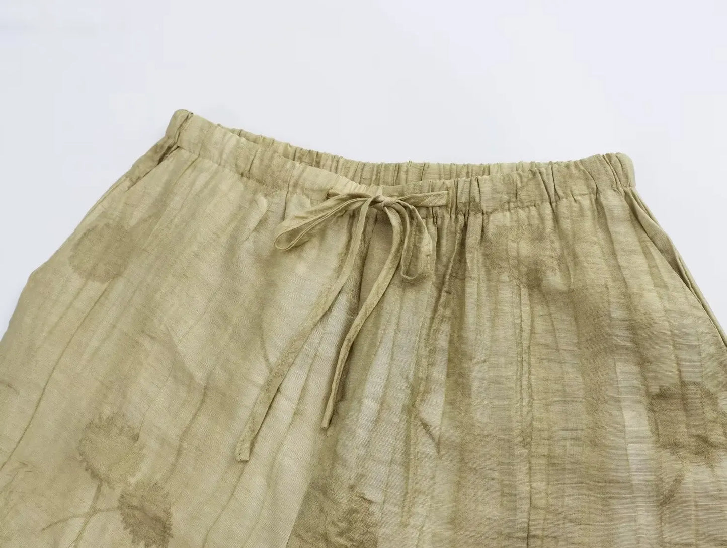 Women Print Long Pants Sets For Women Lapel Half Sleeve Single Breasted Shirts + High Waist Lace-Up Wide Leg Pants