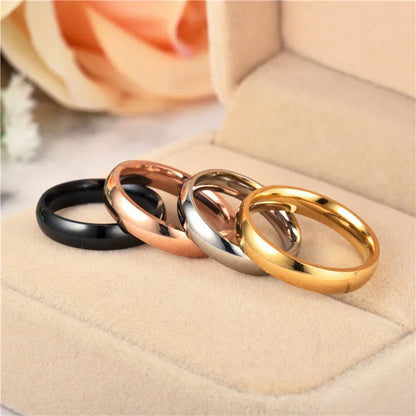 Simple 4mm 6mm Titanium Ring Women Men Prevent Allergy High Polished Wedding Rings Stainless Steel Couple Finger Jewelry Gifts