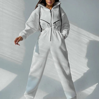 2023 Female Hoodies Jumpsuits One Piece Outfit Warm Fleece Sport Jumpsuit Women Sportswear Playsuit Long Sleeve Zipper Overalls