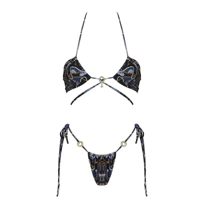 2025 New High Quality Elegant One Piece Swimsuit And Skirt Print Deep-V Lace-up Women Bikini Set Swimwear Party Bathing Suit