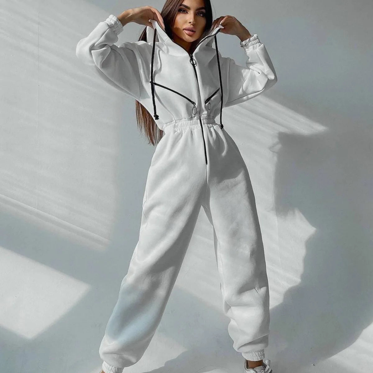 2023 Female Hoodies Jumpsuits One Piece Outfit Warm Fleece Sport Jumpsuit Women Sportswear Playsuit Long Sleeve Zipper Overalls