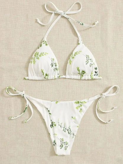 Neck Women's Two-Piece Bikini, Suspender Bra, V Bottom, Women's Swimwear and Apparel