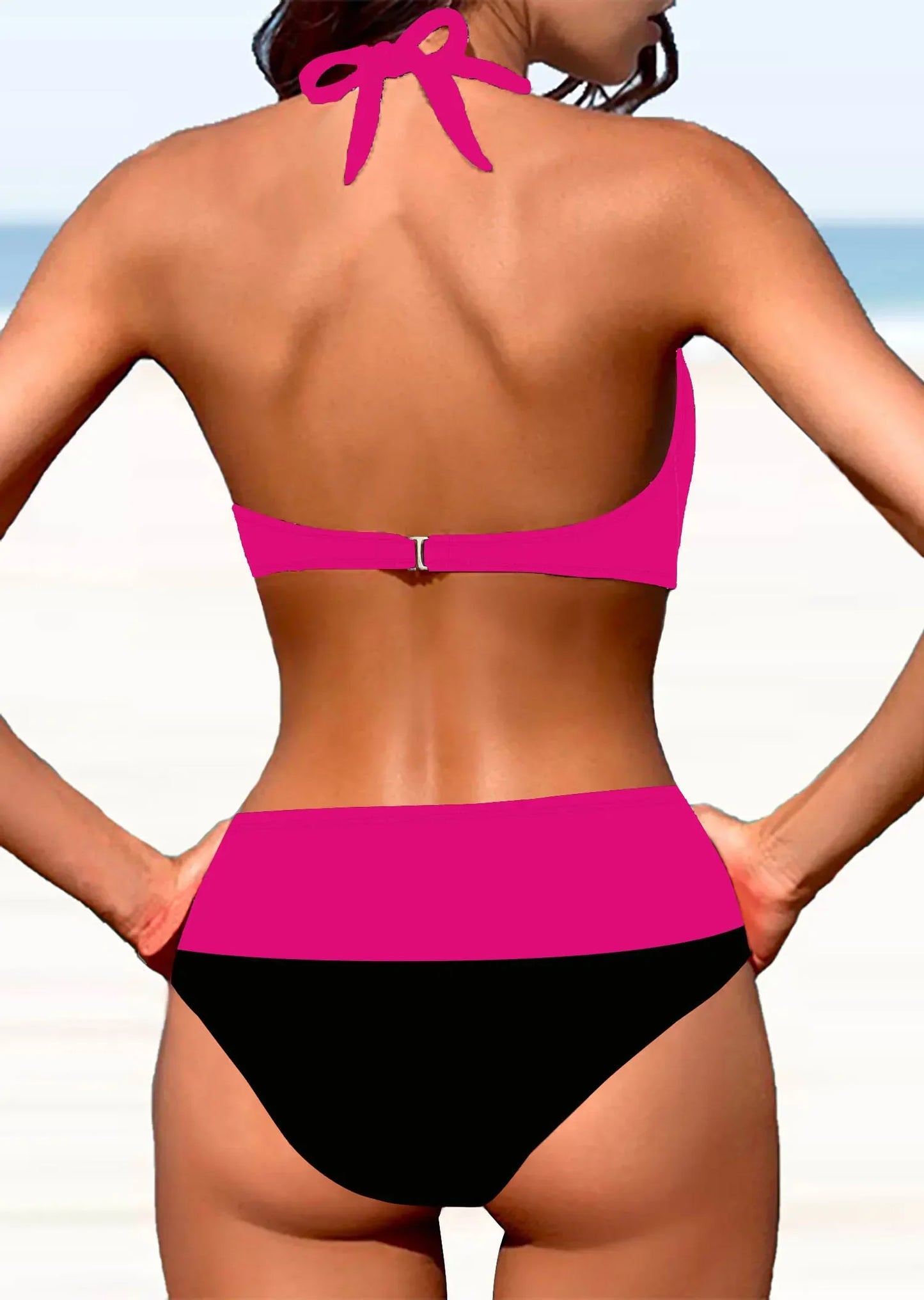 Sexy Women's Fashion Casual Classic Black and White Printed Women's Vacation Two-piece Bikini Set S-5XL