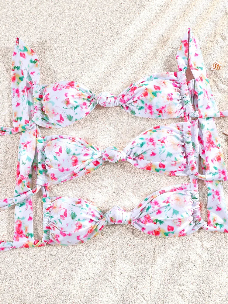 ZRTAK Two Piece Suit Bikinis 2025 Women Swimsuit Push Up Bathing Suit Sexy Bikinis Sets Swimwear Print Beachwear Solid Biquinis